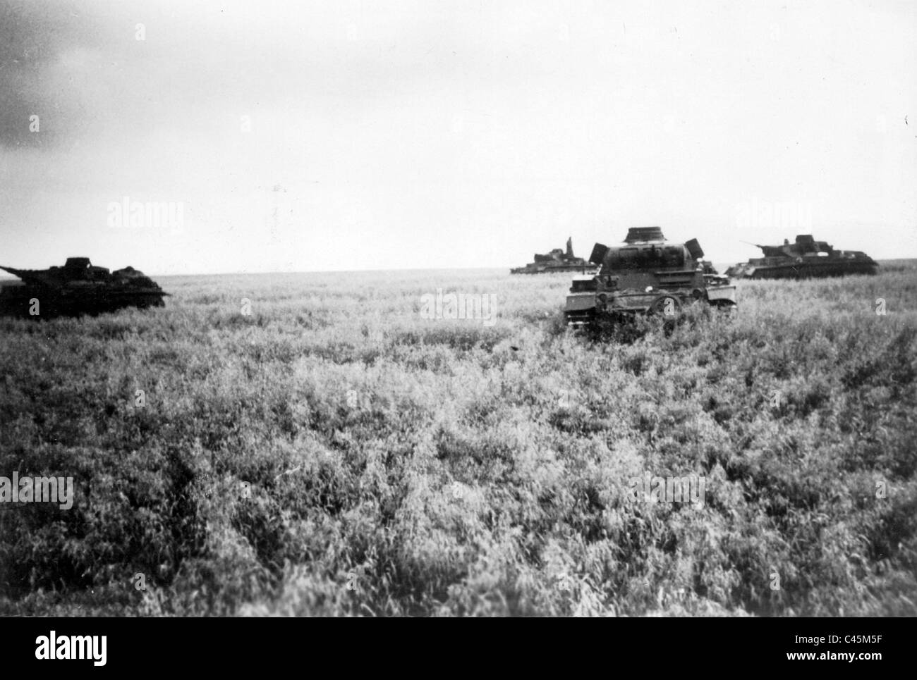 Deutsche Panzer III in den Steppen Russlands Stockfoto