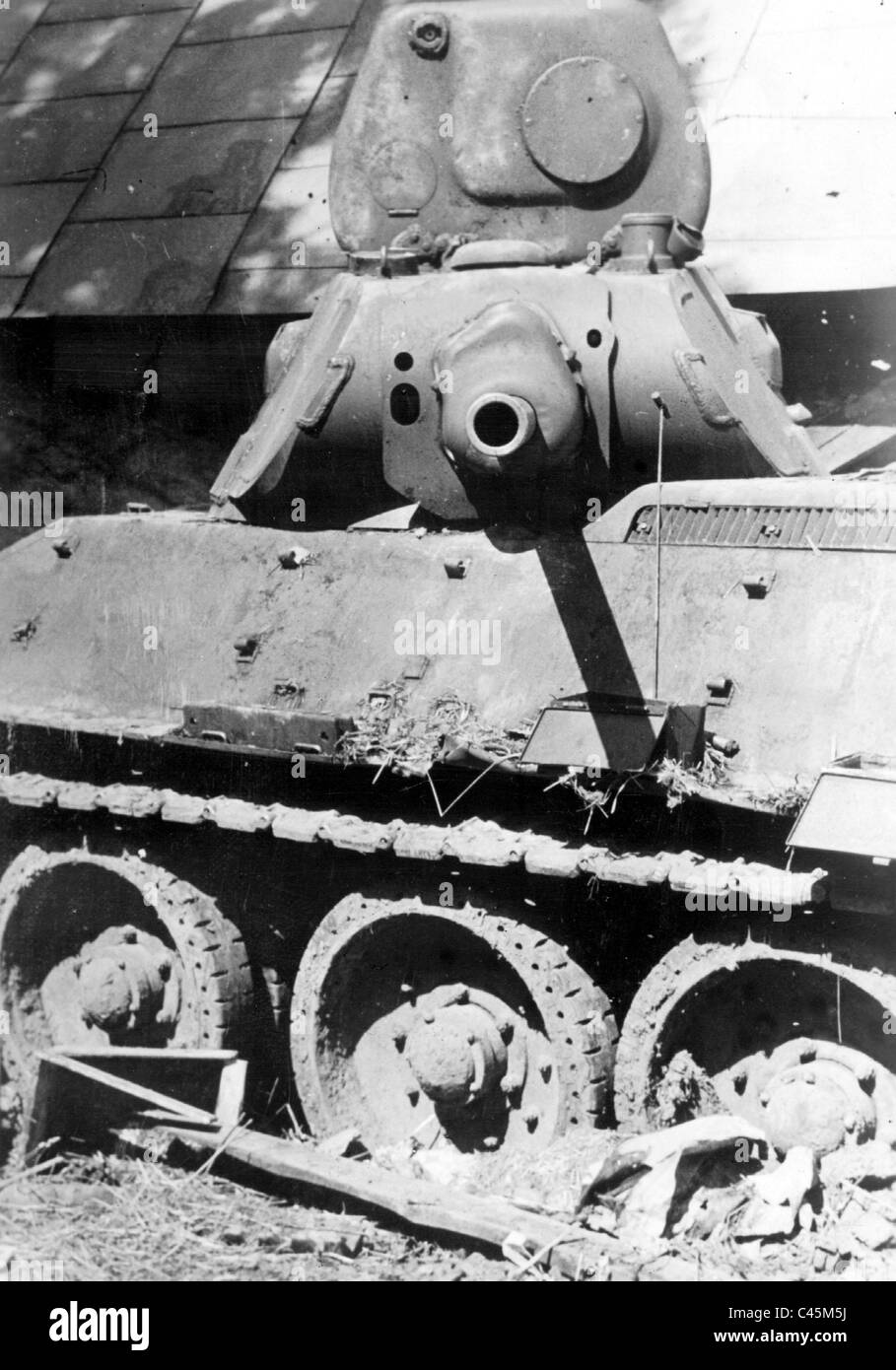 Zerstörten russischen t-34, 1941 Stockfoto