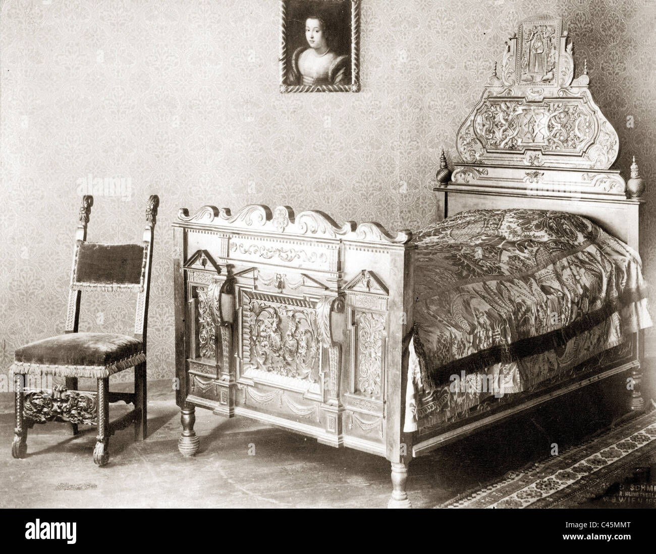 Renaissance-Bett aus Linz Stockfoto