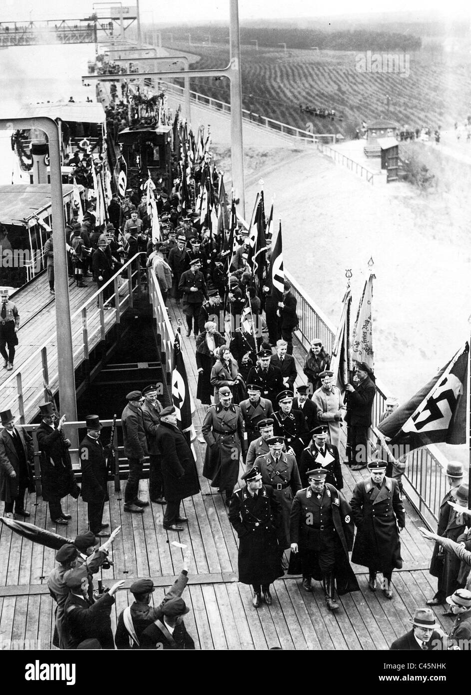 Einweihung des hydraulischen Aufzugs des Oder-Havel-Kanal, 1934 Stockfoto