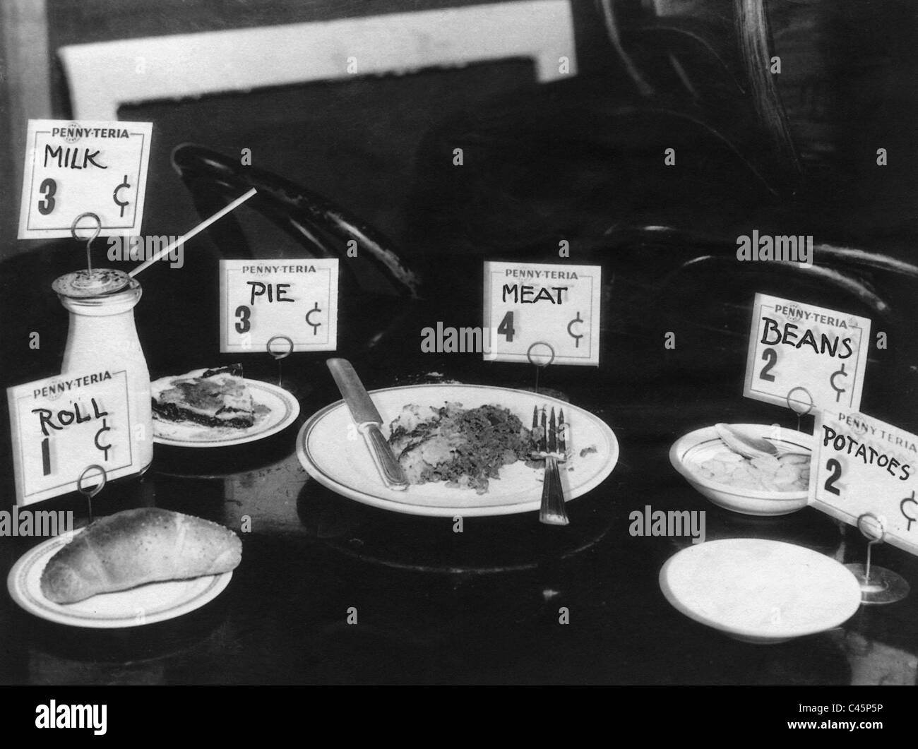 Arbeitslosigkeit-Mahlzeit während der großen Depression, 1931 Stockfoto