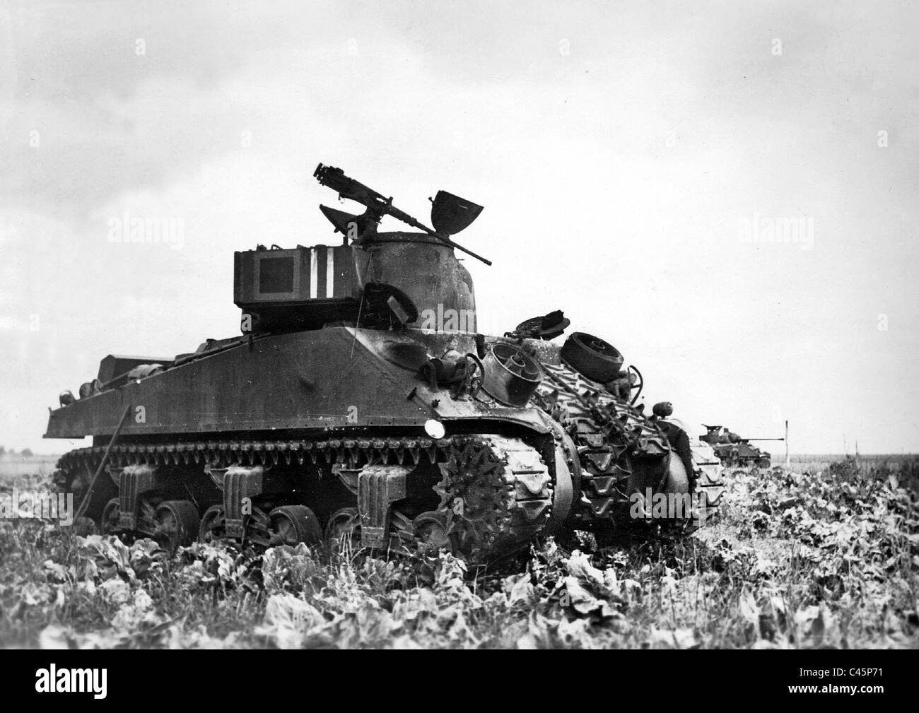 Panzer der Alliierten an der Westfront 1944 abgeschossen Stockfoto