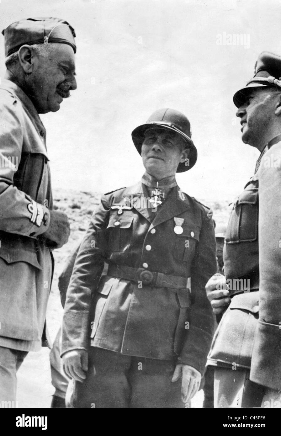 Erwin Rommel mit General Gariboldi, 1941 Stockfoto