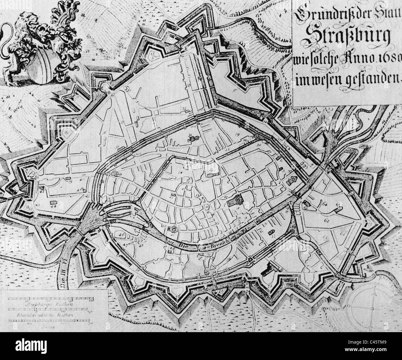 Grundriss von Straßburg, 1680 Stockfoto