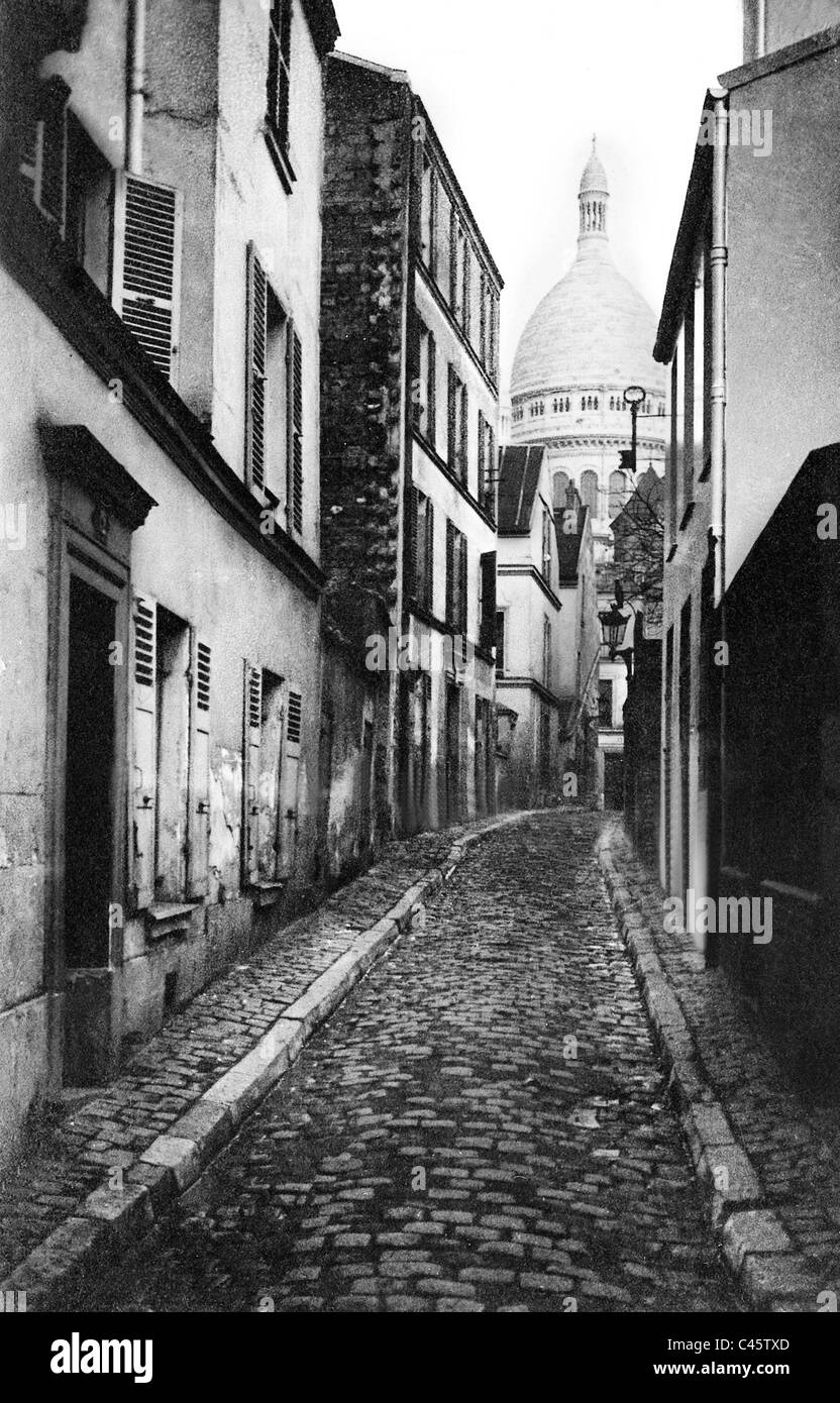 Rue De La Barre mit der Basilika Sacre Coeur in Paris, 1913 Stockfoto