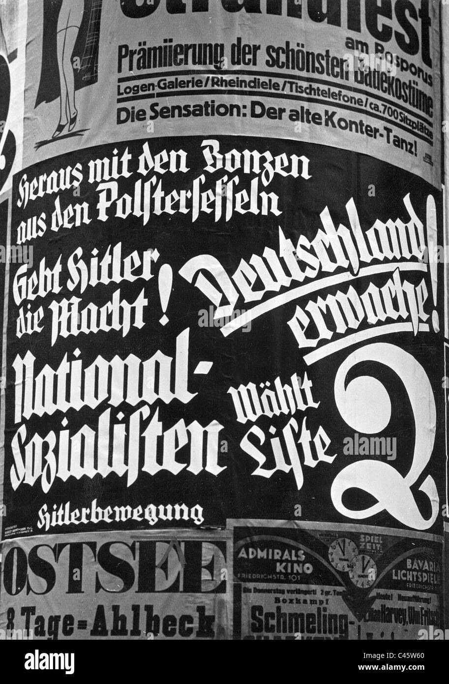 Wahlplakat der NSDAP, 1932 Stockfoto