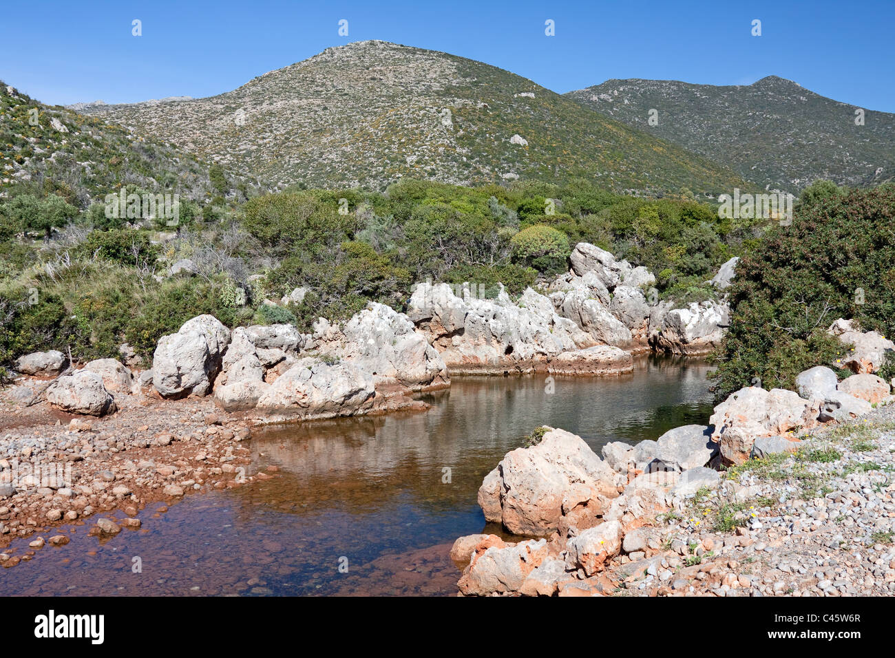 Ein ruhiger Strom Gebiet Lakonia, Griechenland Stockfoto