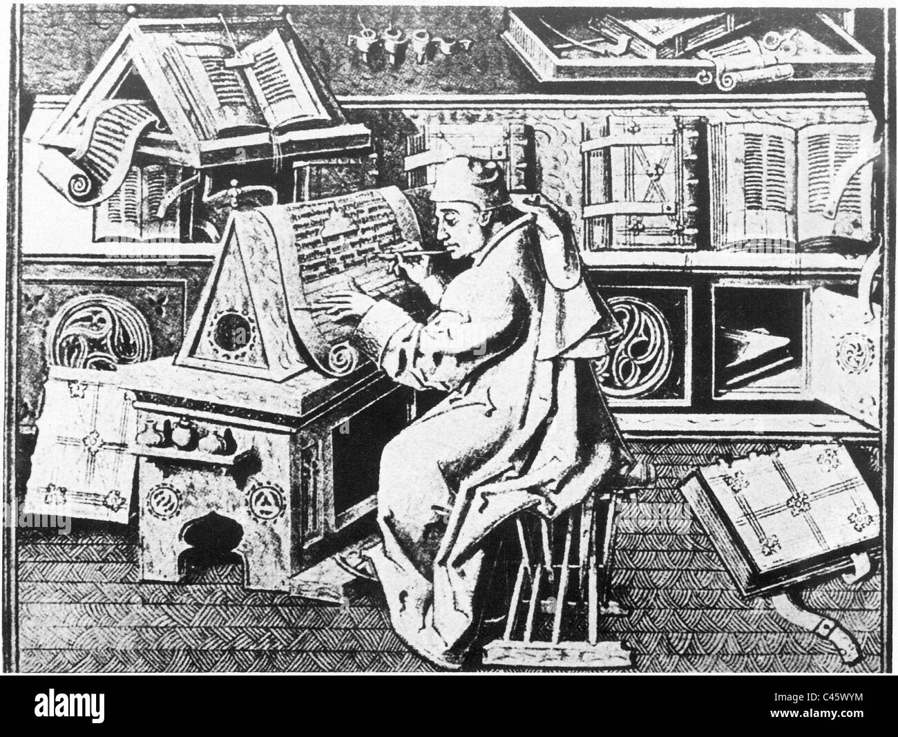 Mittelalterliches Schreibtisch Stockfoto