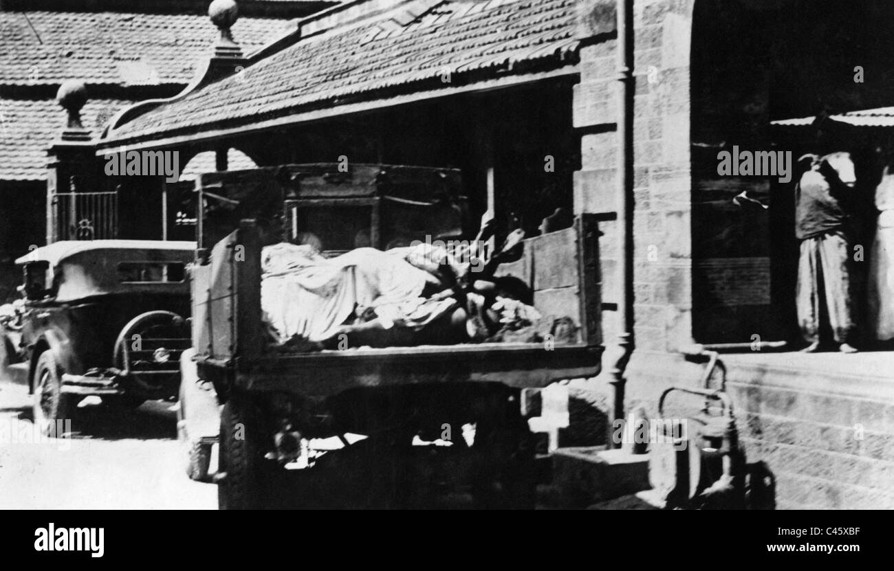 Wagen mit Leichen während der Indischen Unabhängigkeitskampf Stockfoto