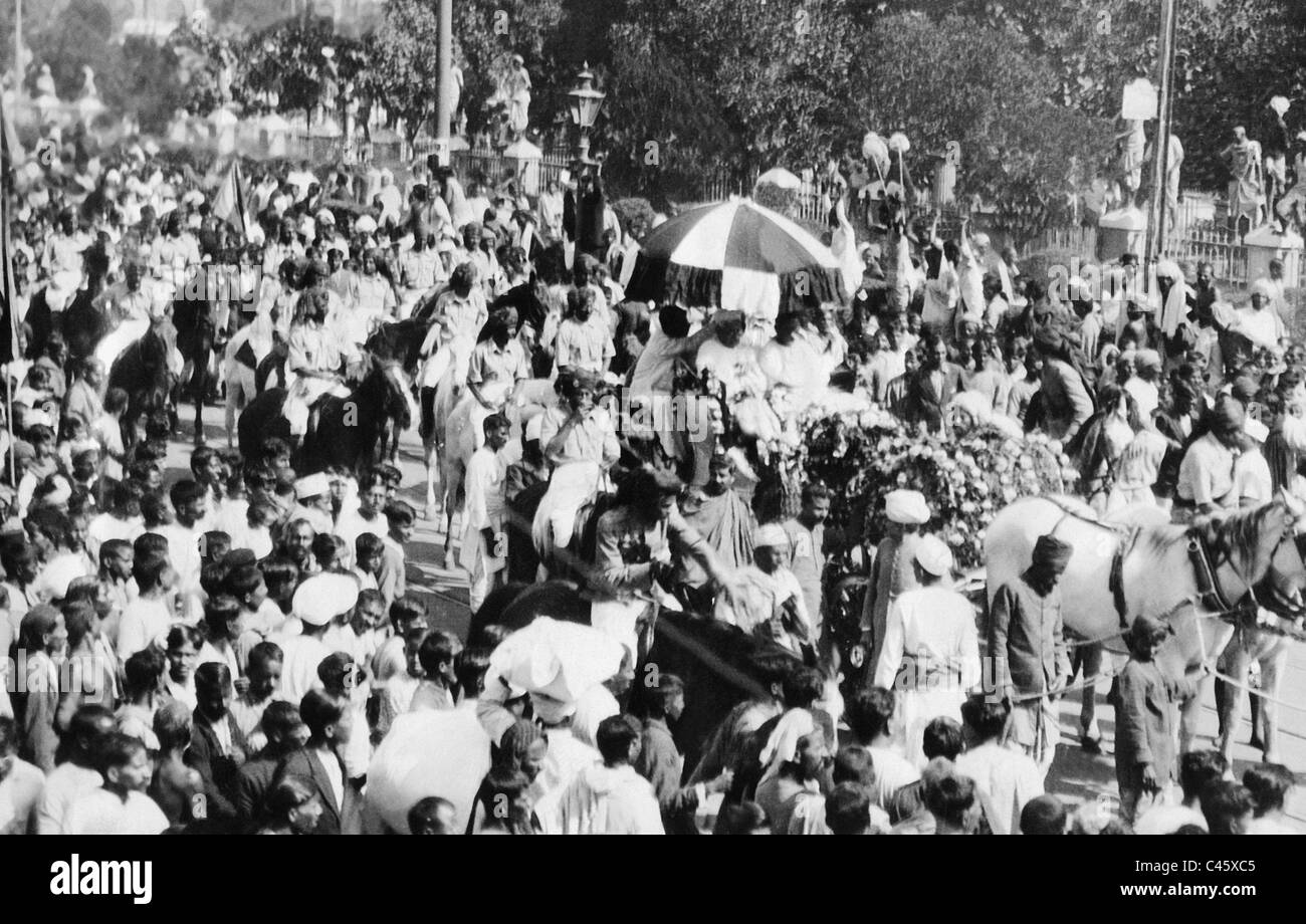 Pandit M. Nehru in Kalkutta, 1928 Stockfoto