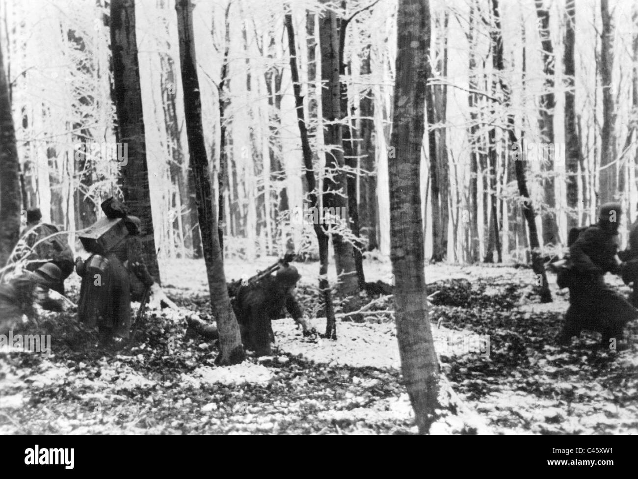 Deutsche Soldaten während des Kampfes in den Ardennen 1945 Stockfoto