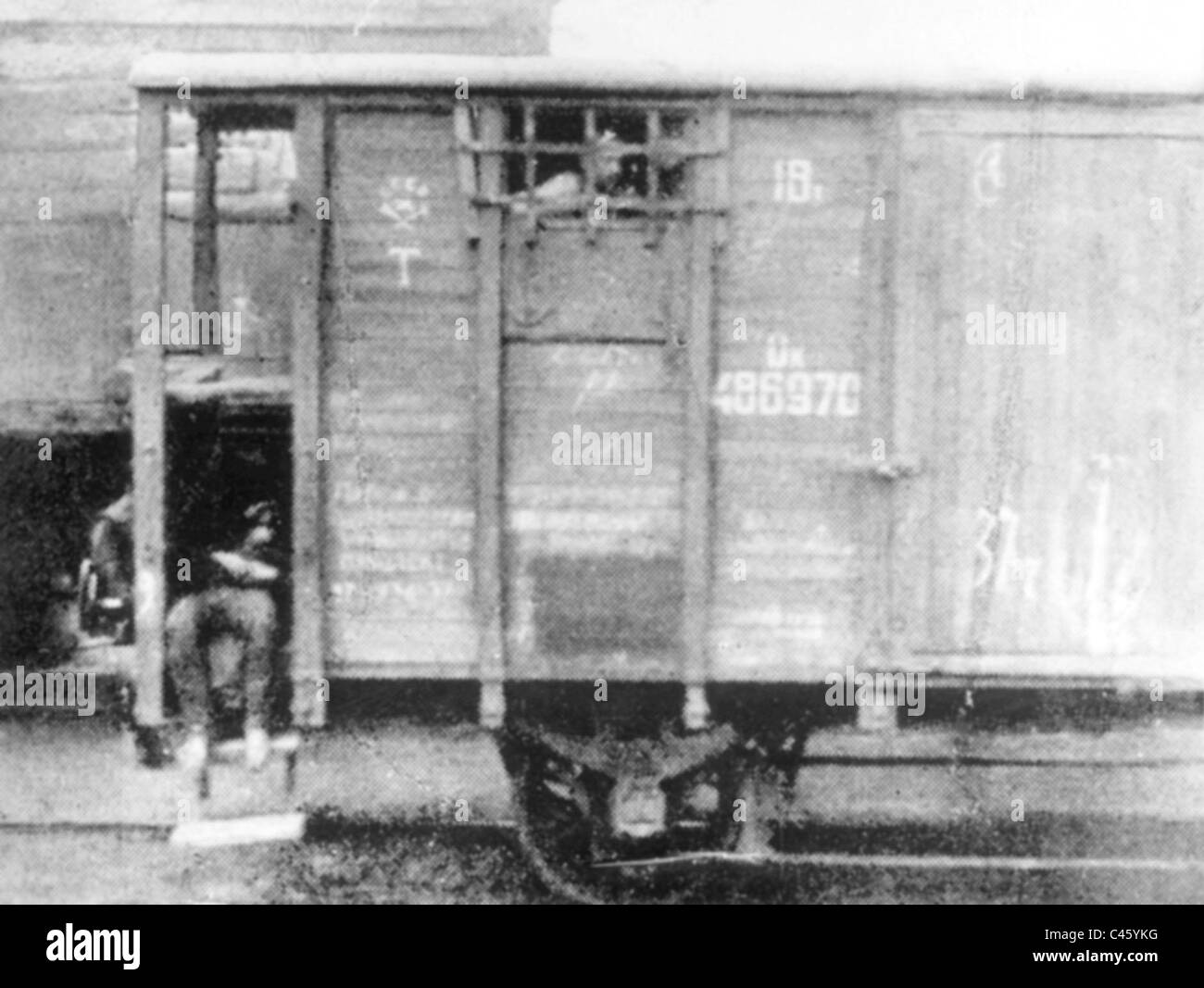 Zug mit Deportierten nach Sibirien, 1936 Stockfoto