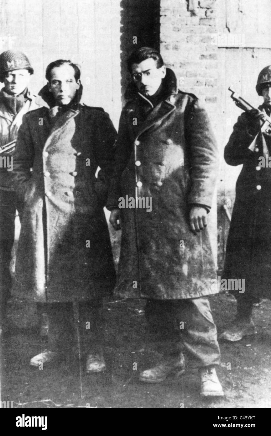 Gefangenen Soldaten von Skorzenys Befehl während der Ardennenoffensive, 1944 Stockfoto