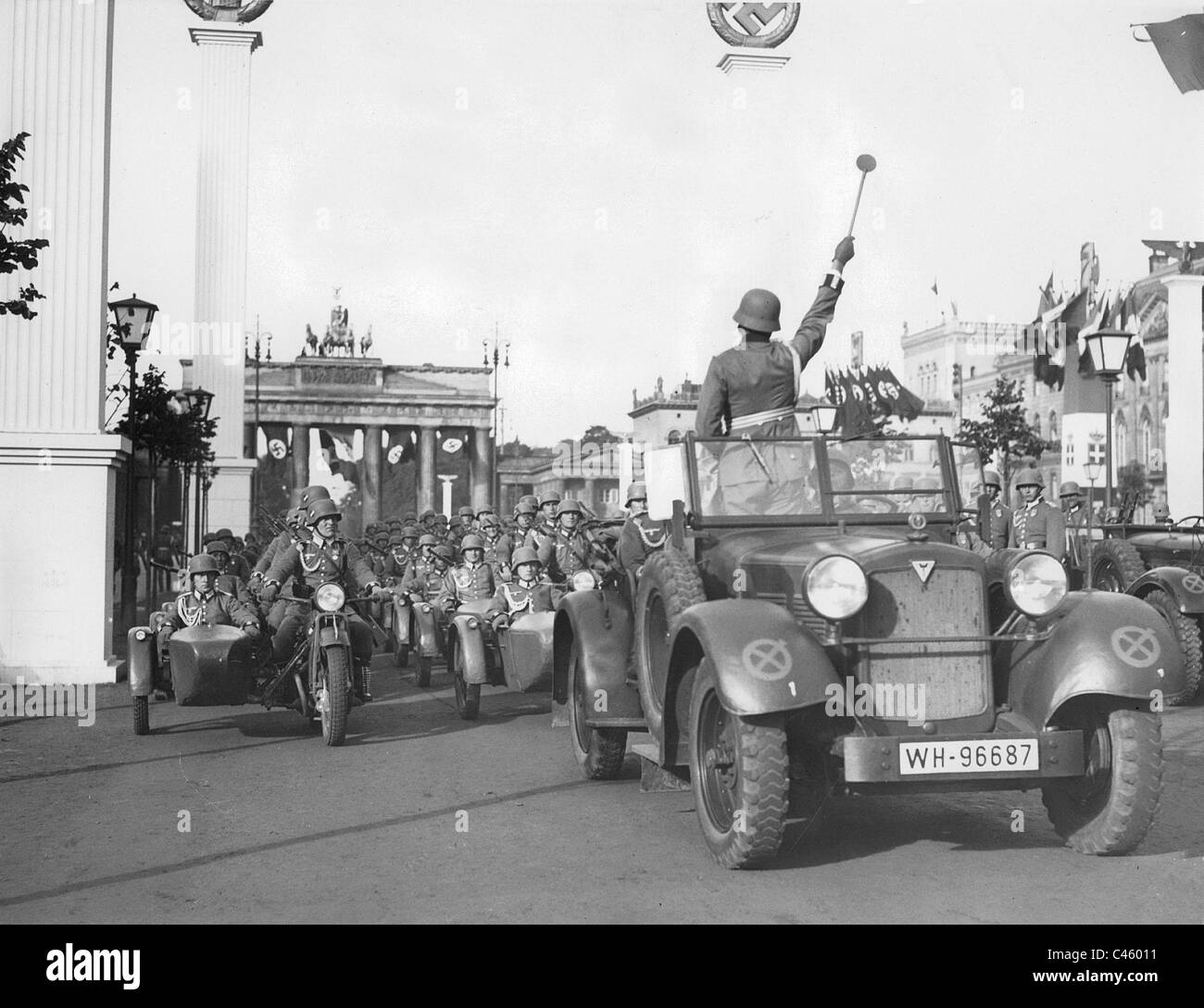 Parade der Streitkräfte für den Besuch von Mussolini in Berlin, 1937 Stockfoto