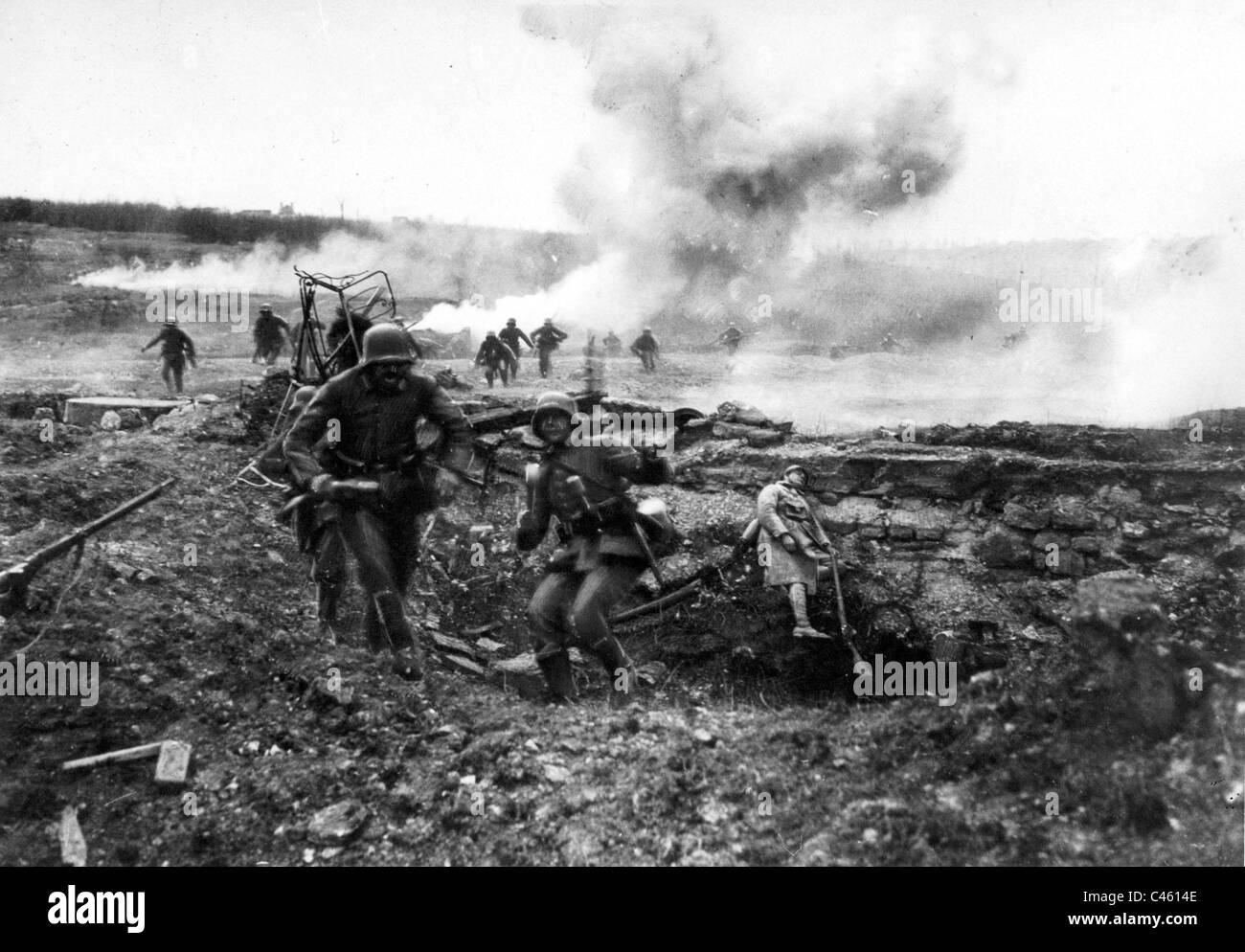 Deutsche Soldaten im ersten Weltkrieg an der Westfront 1918 Stockfoto