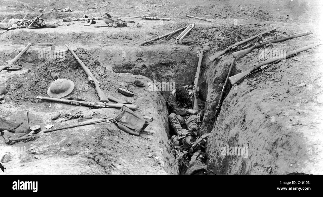 Britischen Soldat an der Westfront im ersten Weltkrieg gefallen Stockfoto