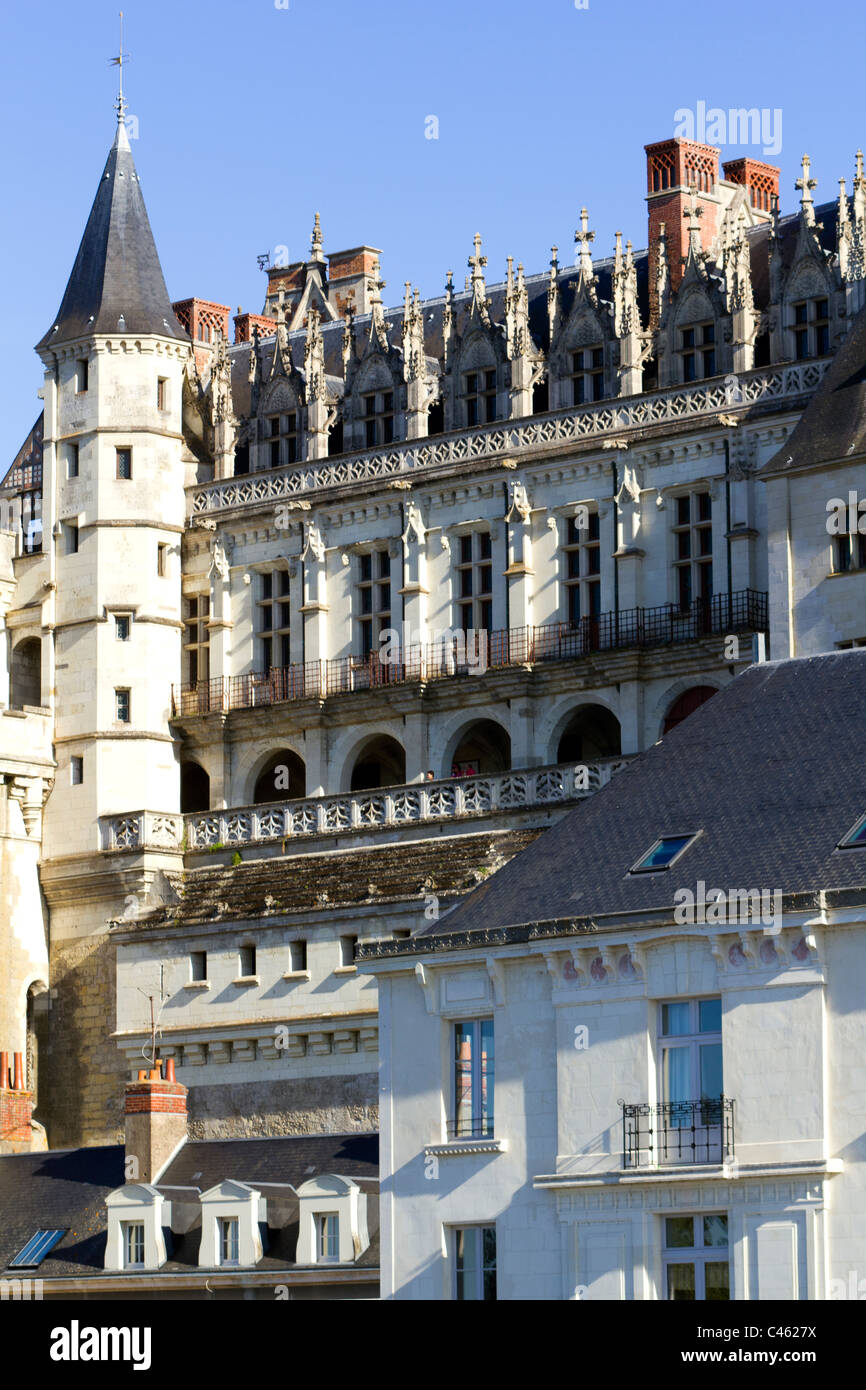 Architektonische Details rund um das Chateau d'Amboise, Amboise, Indre-et-Loire, Frankreich Stockfoto