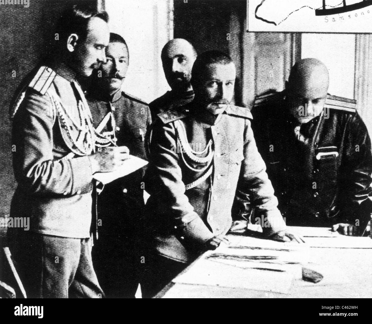 Mitarbeiter der Oberbefehlshaber der russischen Narew-Armee 1914 Stockfoto