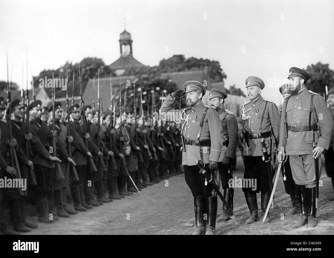 Russische Truppen vor der Schlacht von Tannenberg, 1914 Stockfoto