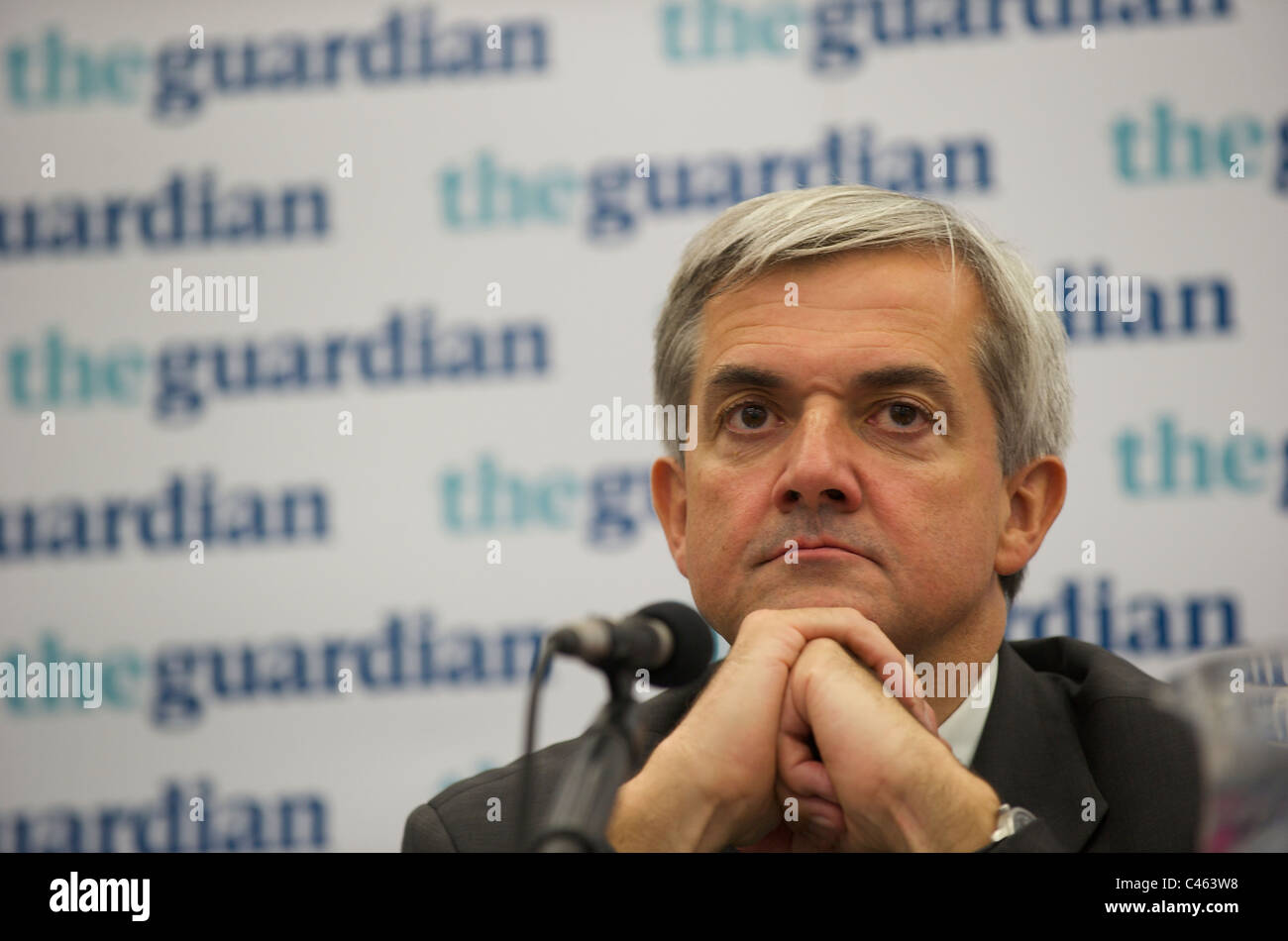 September spricht 27,2010, Manchester, UK, Energieminister Chris Huhne während der Zeitung The Guardian Debatte in der Labour-Partei Stockfoto