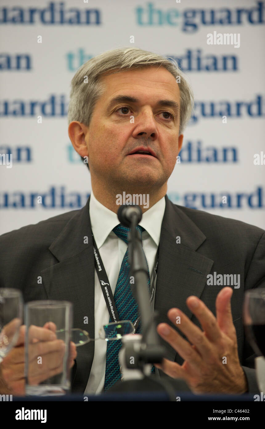 September spricht 27,2010, Manchester, UK, Energieminister Chris Huhne während der Zeitung The Guardian Debatte in der Labour-Partei Stockfoto