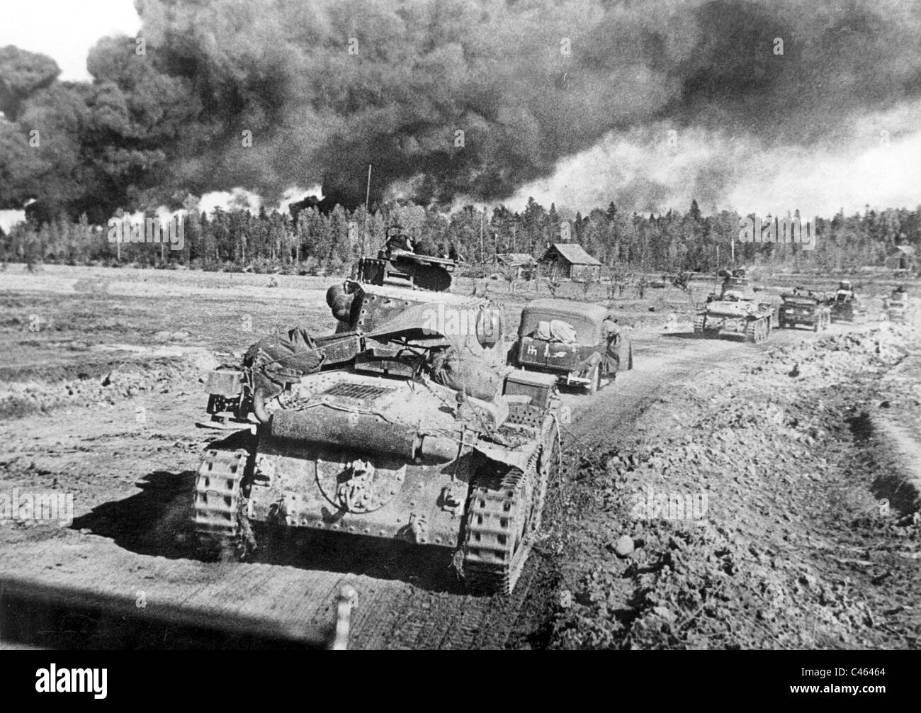 Deutschen Konvoi während des Kampfes für Wjasma, 1941 Stockfoto