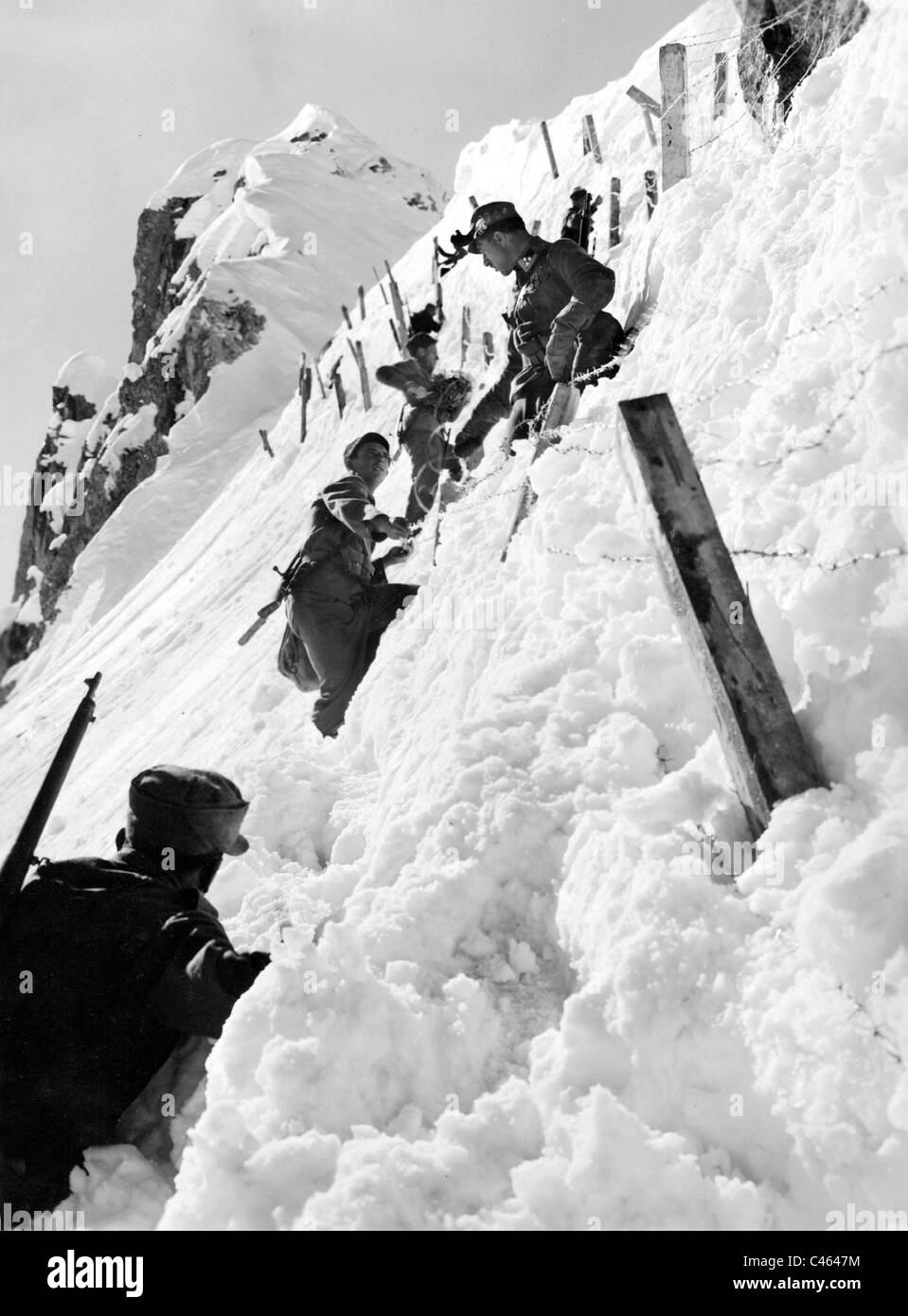 Österreichische Berg Kämpfer, Filmszene aus "Berge in Flammen" Stockfoto