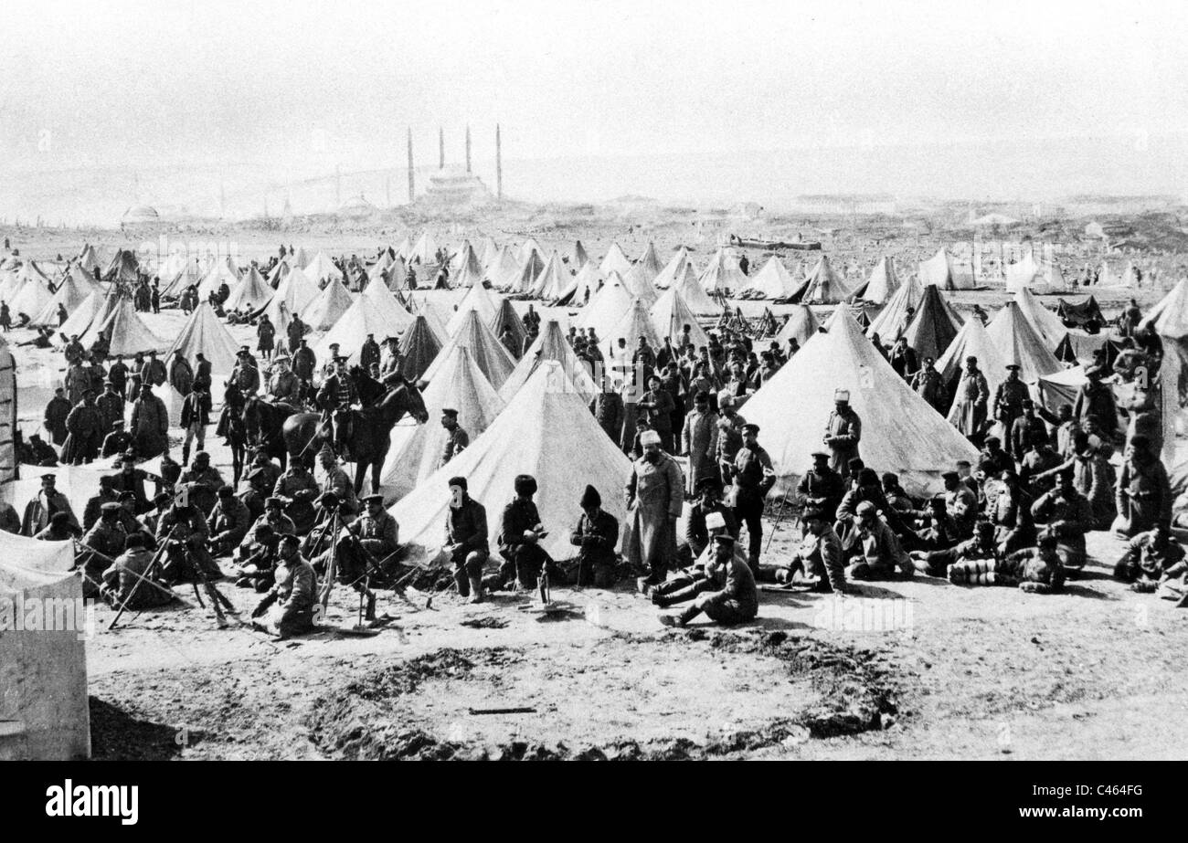 Bulgarische Truppen biwakierten in der Nähe von Edirne, 1913 Stockfoto