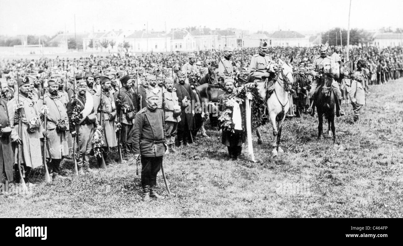 Parade der serbischen Armee in Belgrad, 1913 Stockfoto