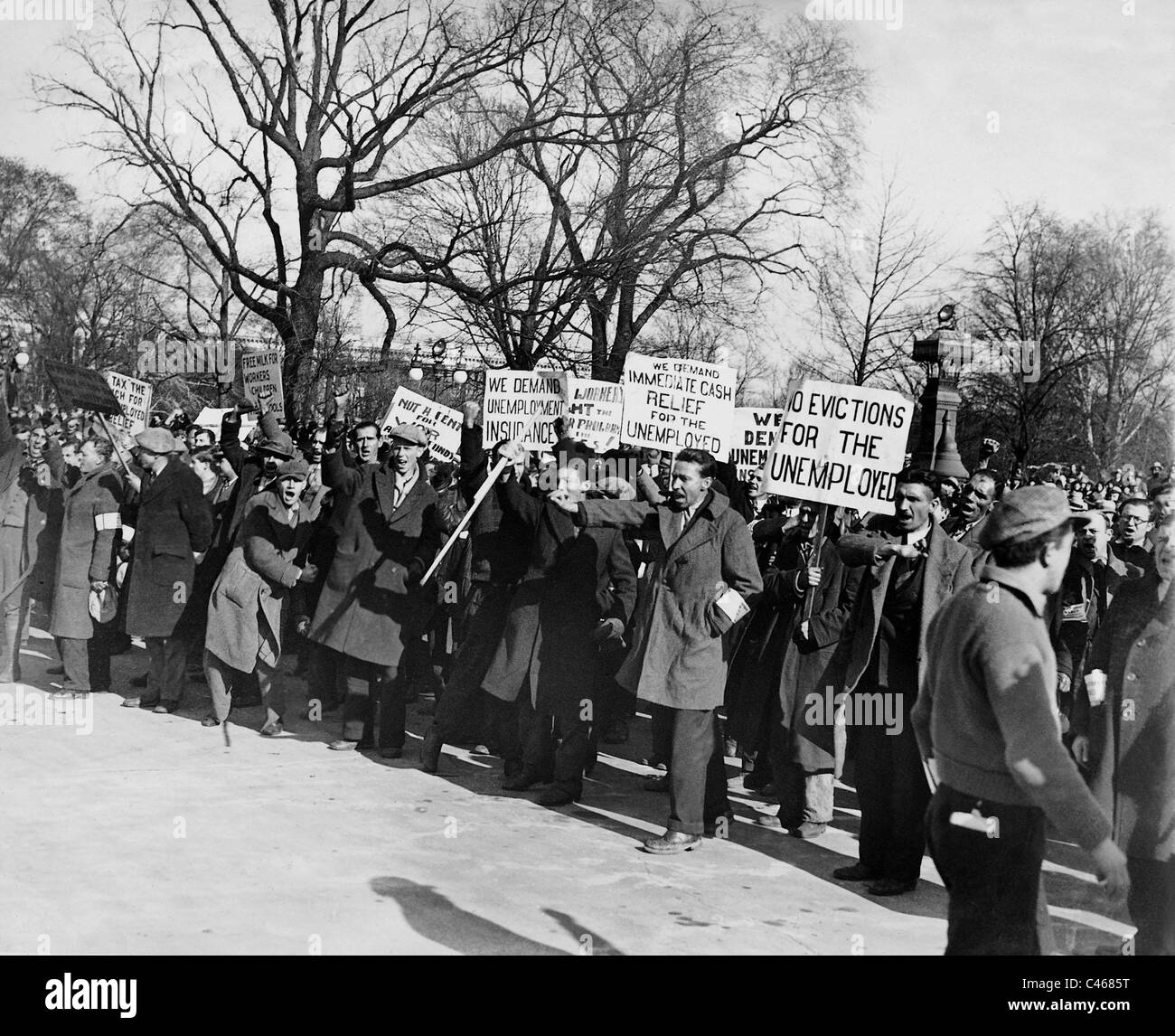 Demonstration der Arbeitslosigkeit während der Weltwirtschaftskrise vor dem Capitol, 1931 Stockfoto