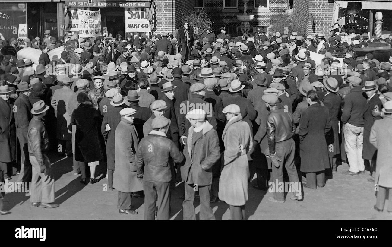 Protest gegen Räumung während der großen Depression, 1932 Stockfoto