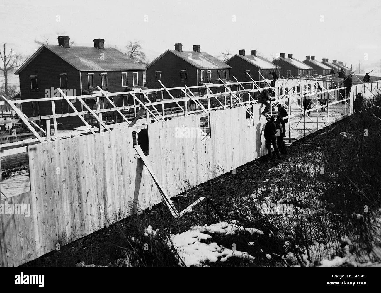 Holzhütten für Arbeitslose während der großen Depression, 1933 Stockfoto