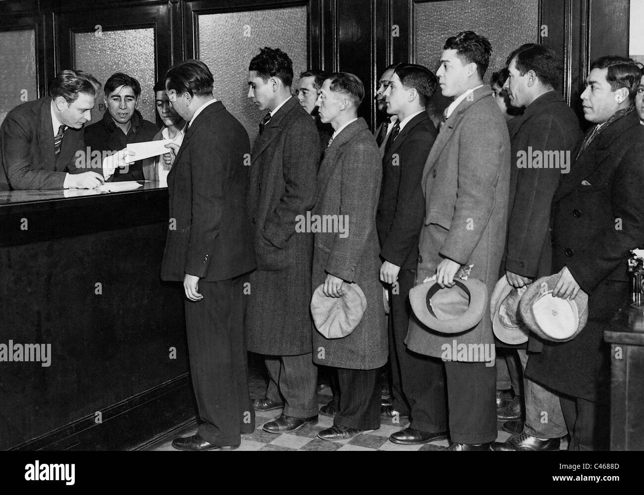 Chilenen in den USA, die während der Weltwirtschaftskrise 1931 verlassen wollen Stockfoto