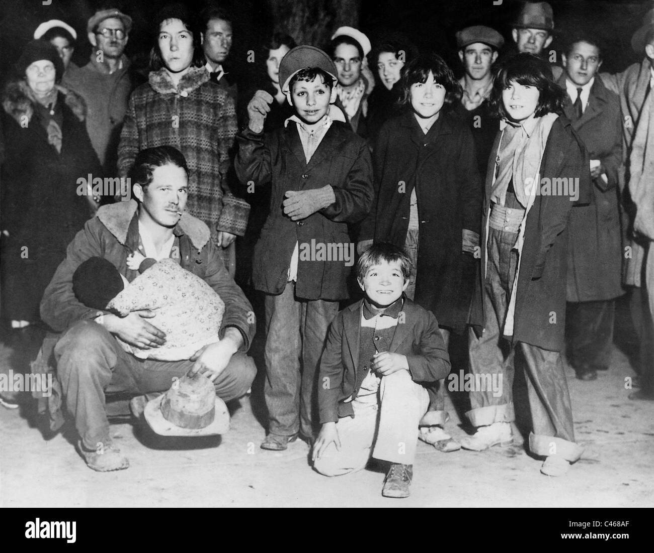 Kinder bei einer Demonstration der Arbeitslosigkeit während der Weltwirtschaftskrise 1933 Stockfoto