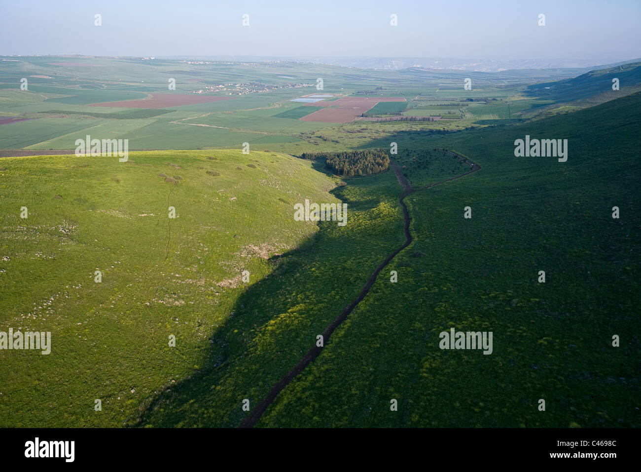 Luftaufnahme der Landschaft des unteren Galiläa Stockfoto