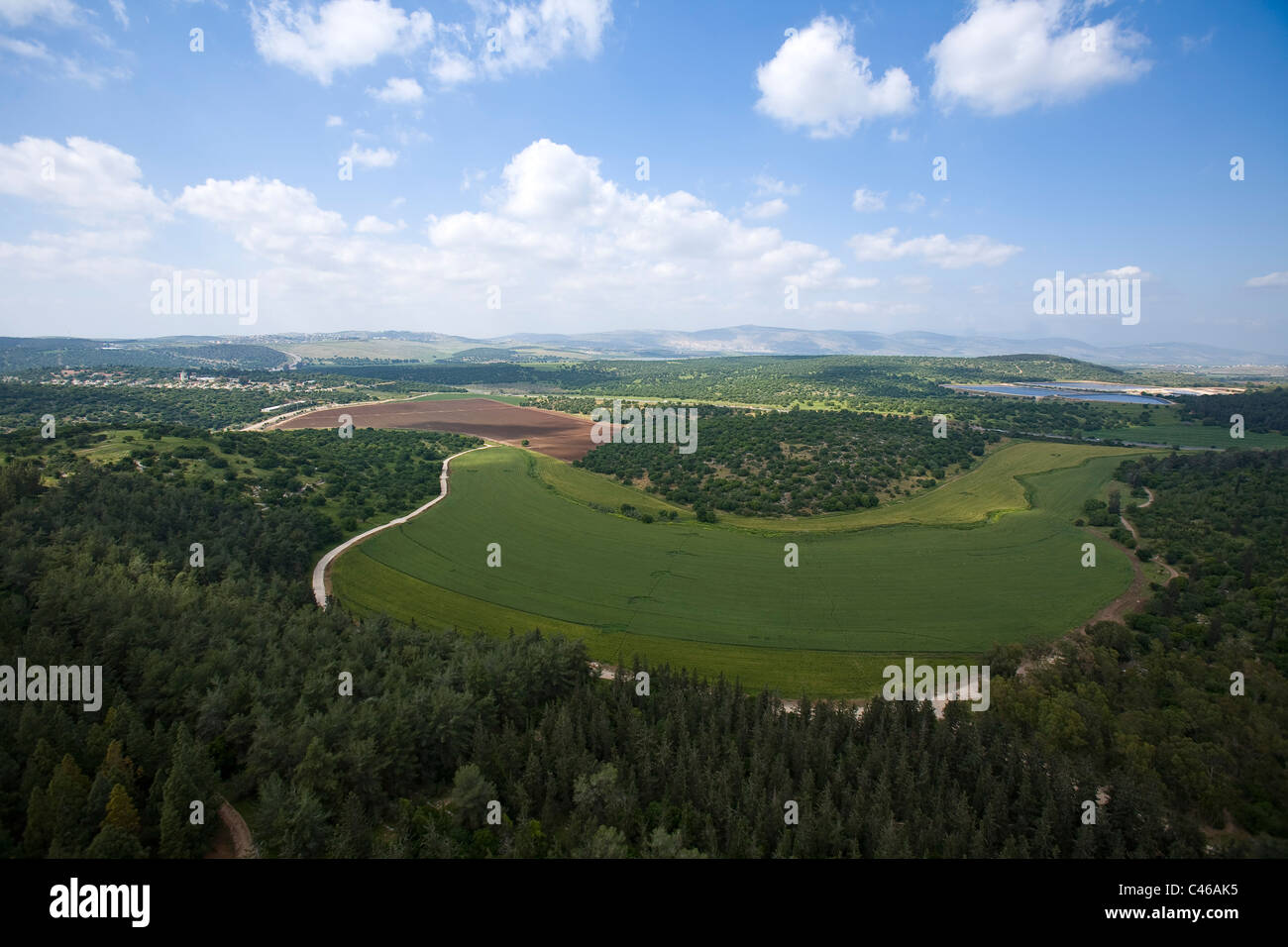 Luftaufnahme der Landschaft des unteren Galiläa Stockfoto