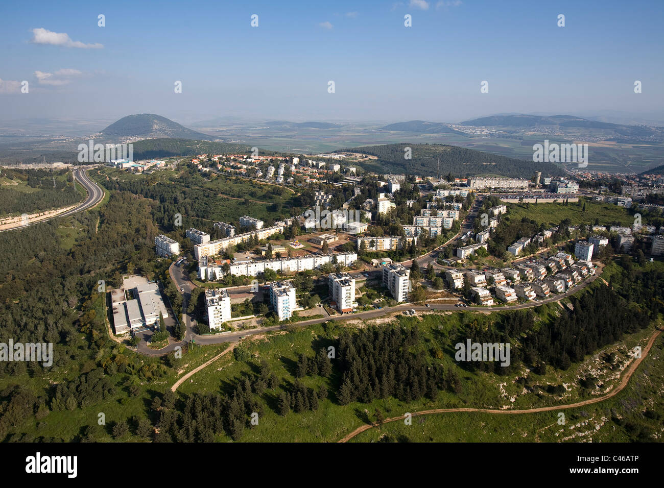 Luftaufnahme von Nazerat ' Ilit im unteren Galiläa Stockfoto