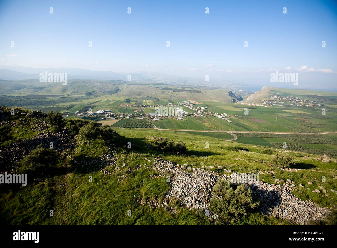 Luftaufnahme der archäologische Stätte von die Hörner des Hitin in den unteren Galiläa Stockfoto