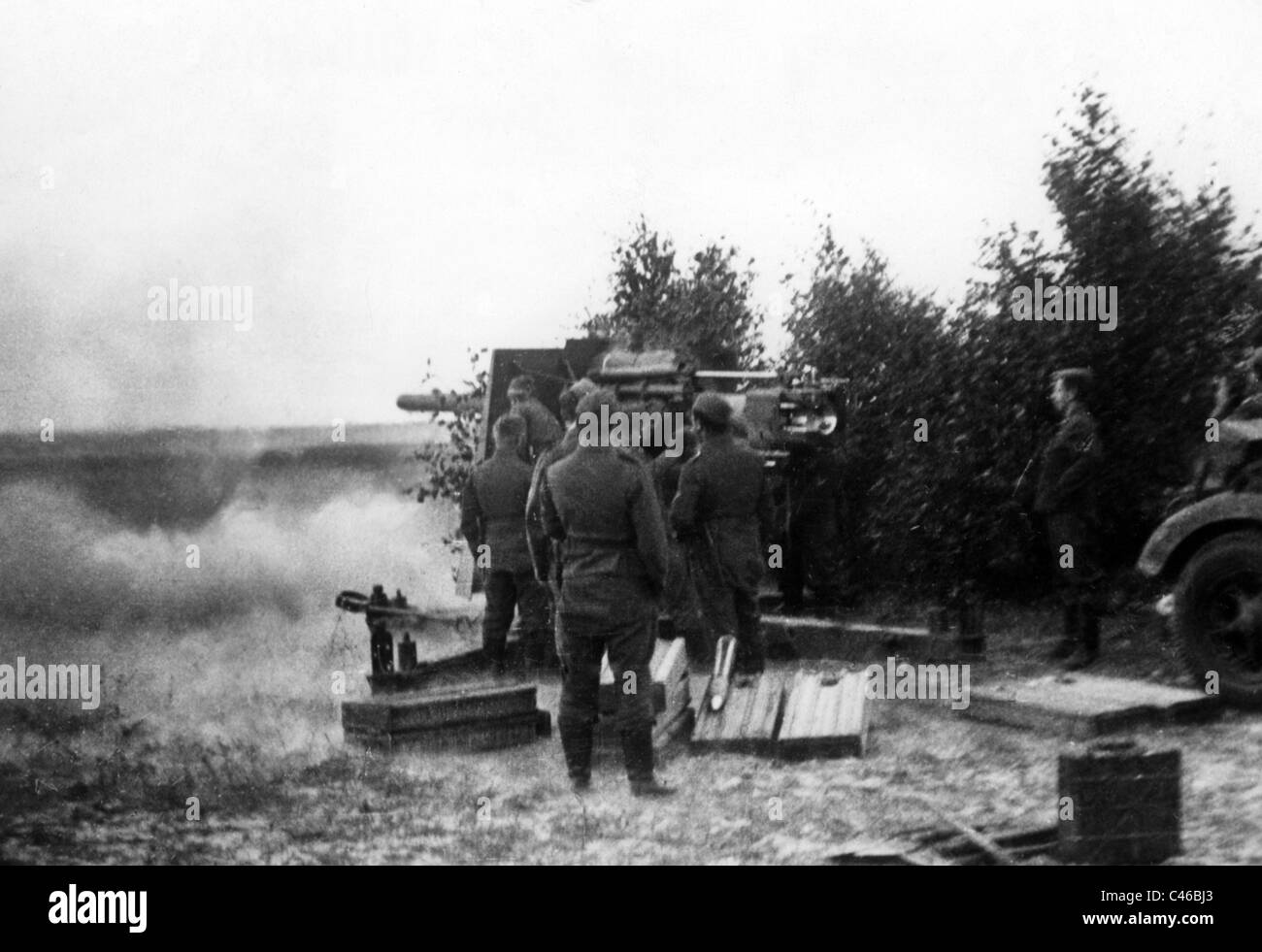 Zweiter Weltkrieg, deutsche Luftverteidigung: 8,8 cm Munition Stockfoto