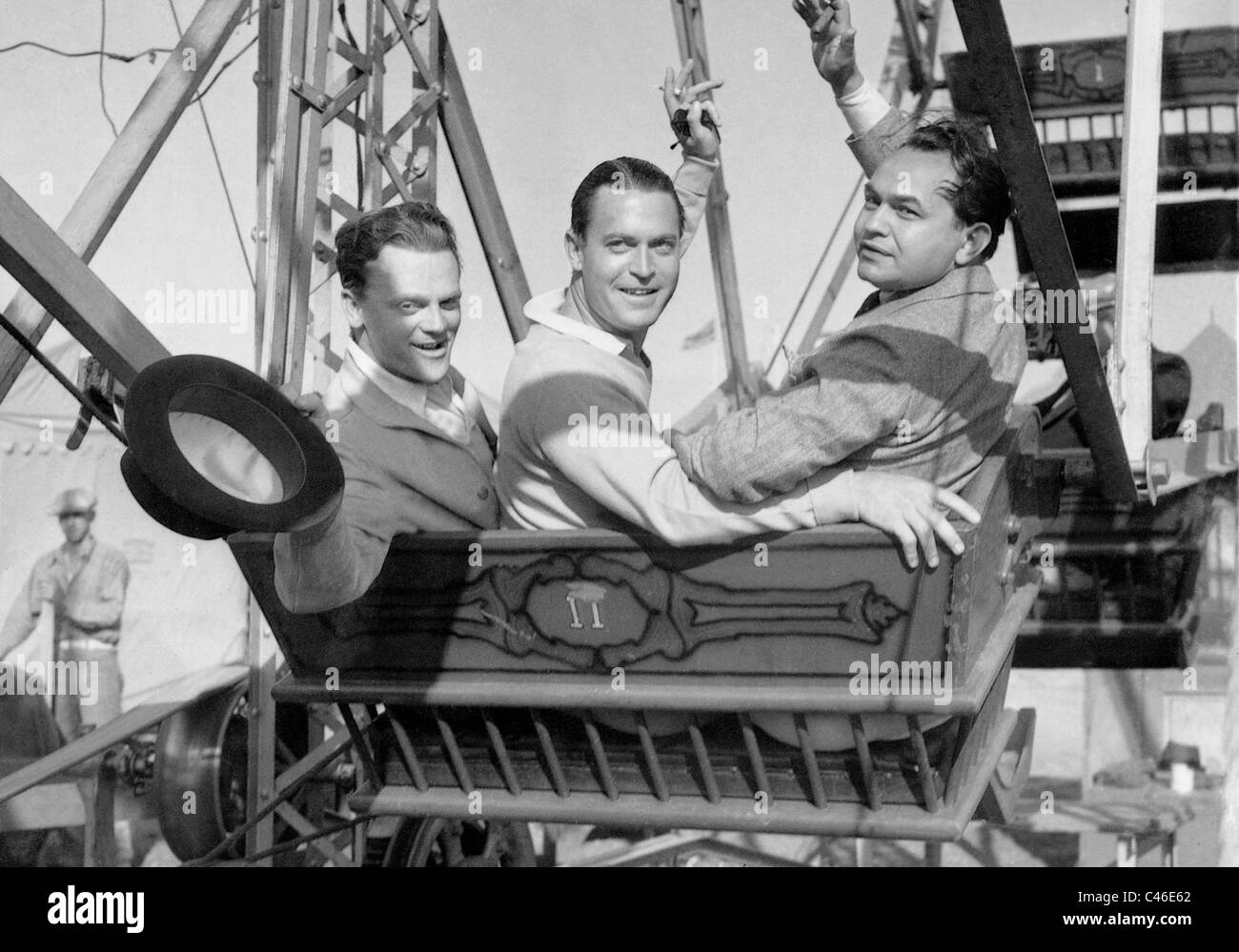 James Cagney, Chester Morris und Edward Robinson in einem Riesenrad, 1934 Stockfoto
