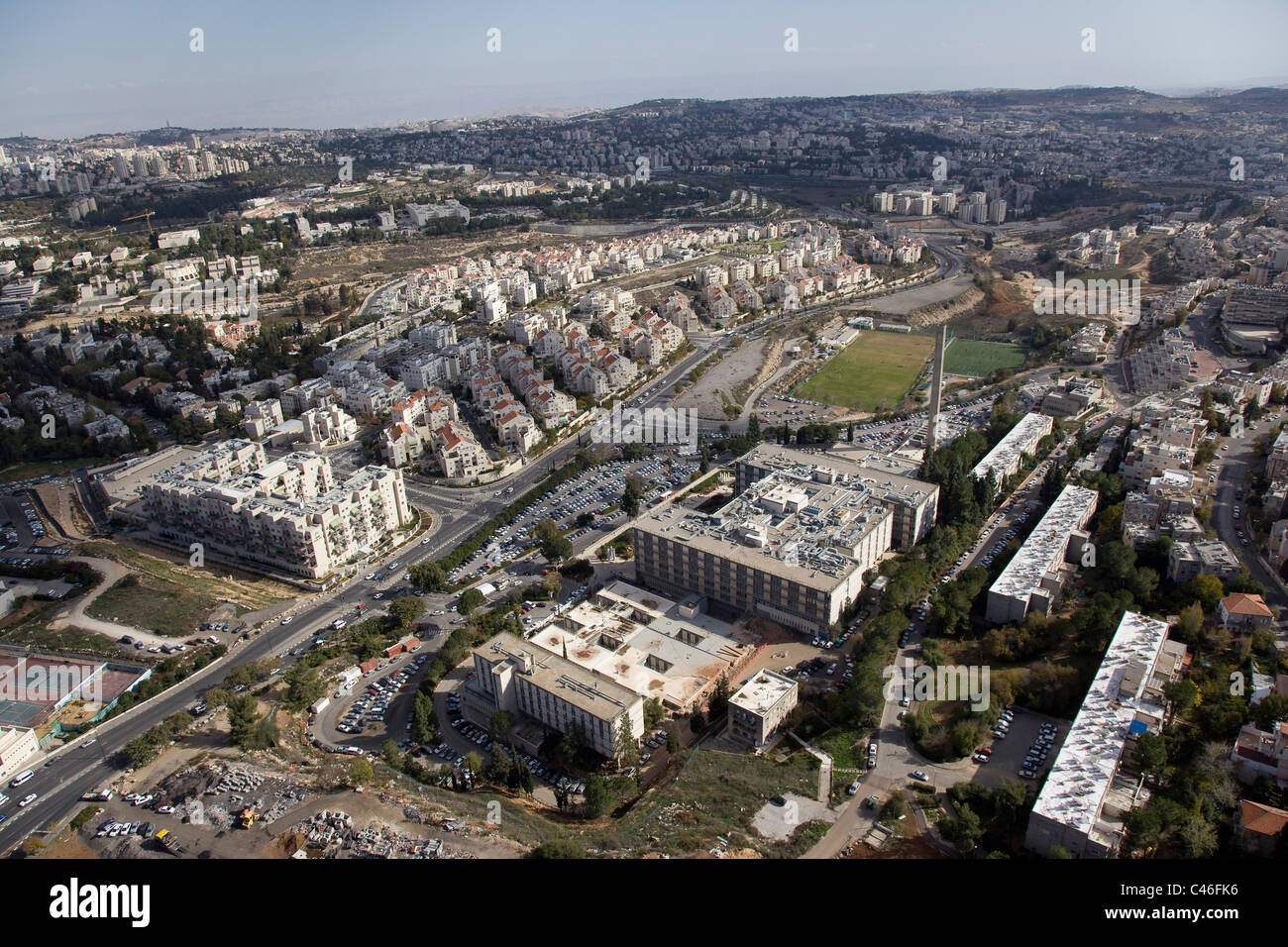 Luftaufnahme des medizinischen Zentrum Shaare Tzedek in Jerusalem Stockfoto