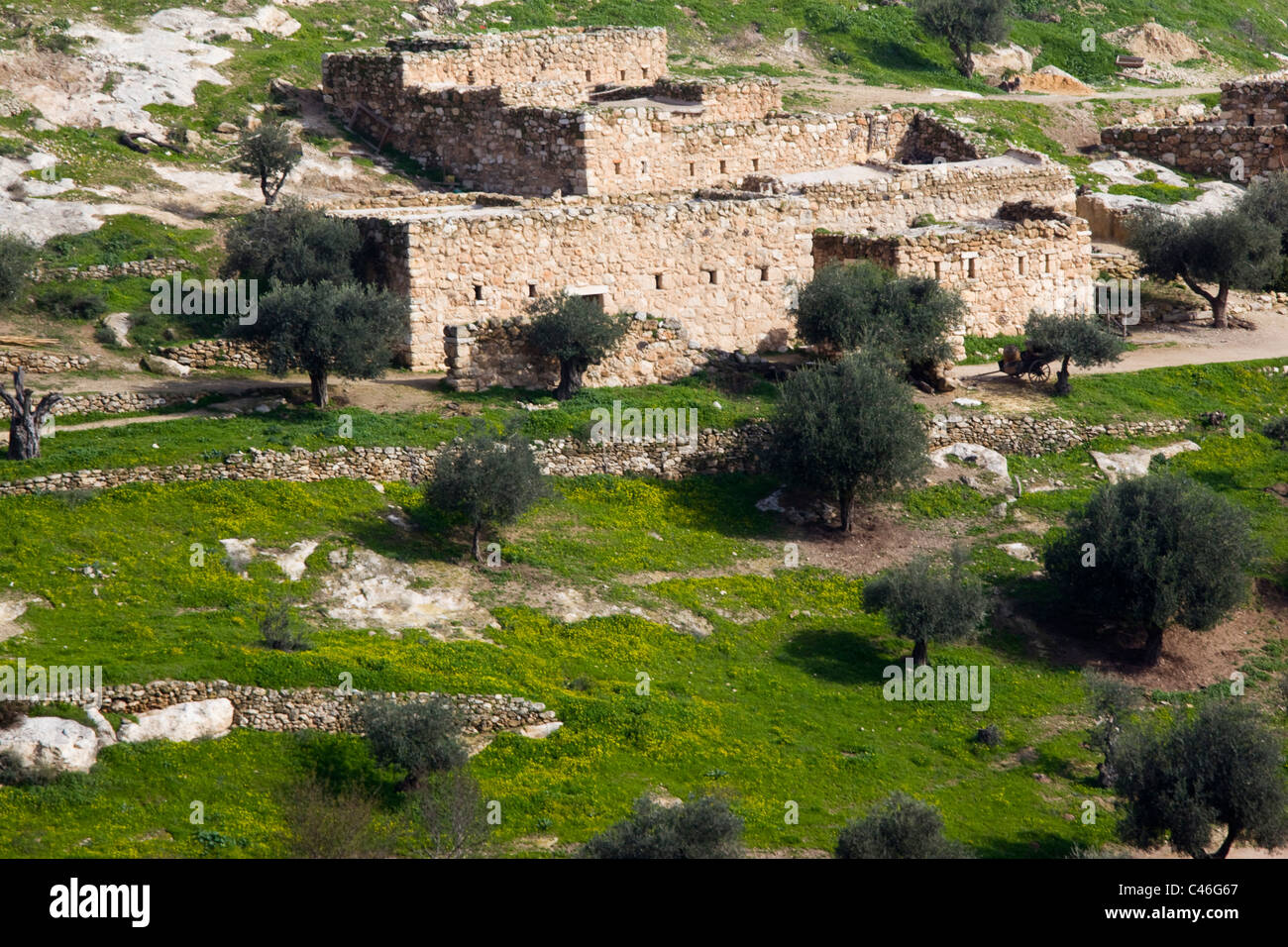 Luftaufnahme eines Dorfes in der unteren Galiläa Stockfoto