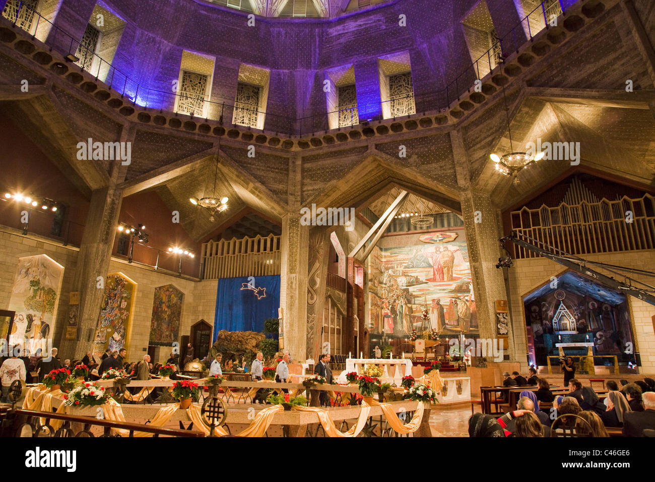 Fotografieren von Heiligabend in der Kirche der Verkündigung in Nazareth Stockfoto