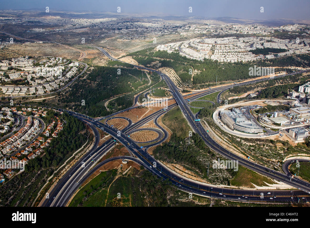 Luftaufnahme des westlichen Eingangs der modernen Stadt von Jerusalem Stockfoto