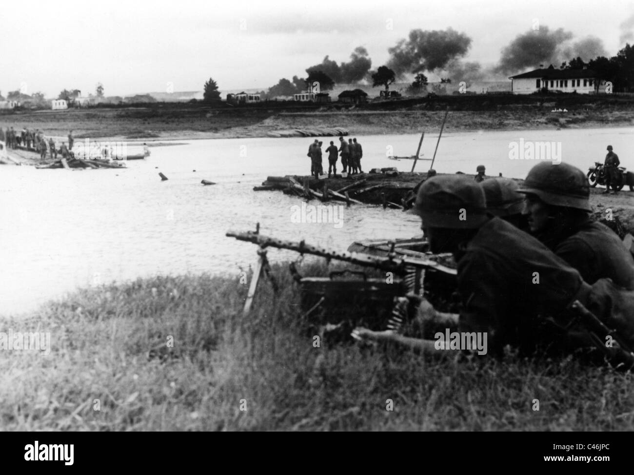 Zweiter Weltkrieg: Deutsche Truppen Angriff auf Stalingrad über die Don-ford Stockfoto