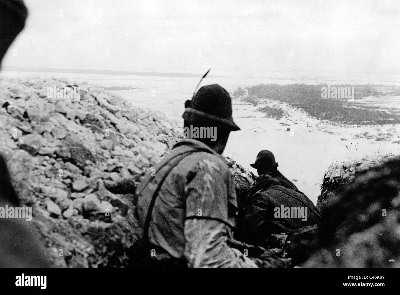 Zweiter Weltkrieg: Italienische und rumänische Truppen kämpfen im Bereich Stalingrad 1942-1943 Stockfoto