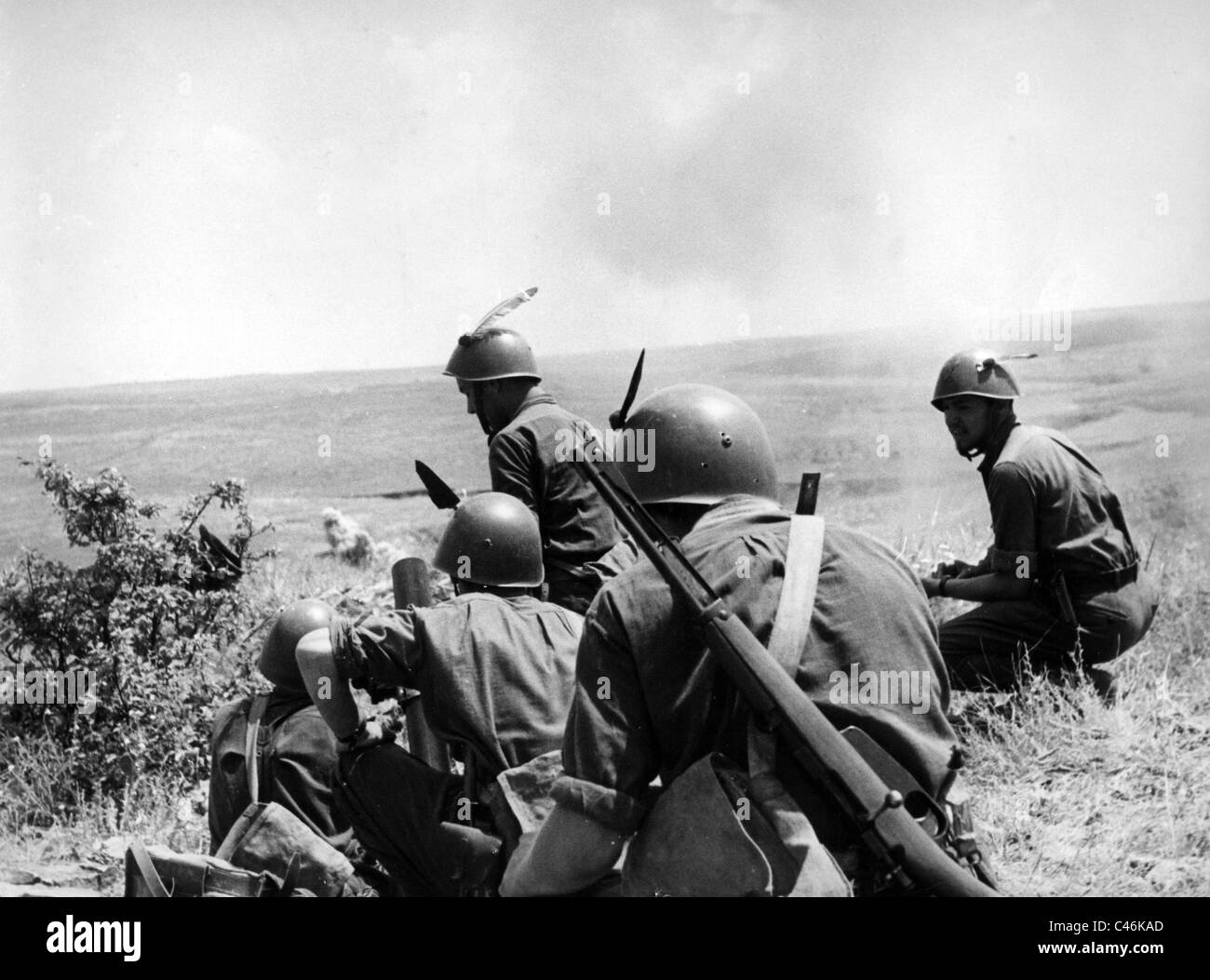 Zweiter Weltkrieg: Italienische und rumänische Truppen kämpfen im Bereich Stalingrad 1942-1943 Stockfoto
