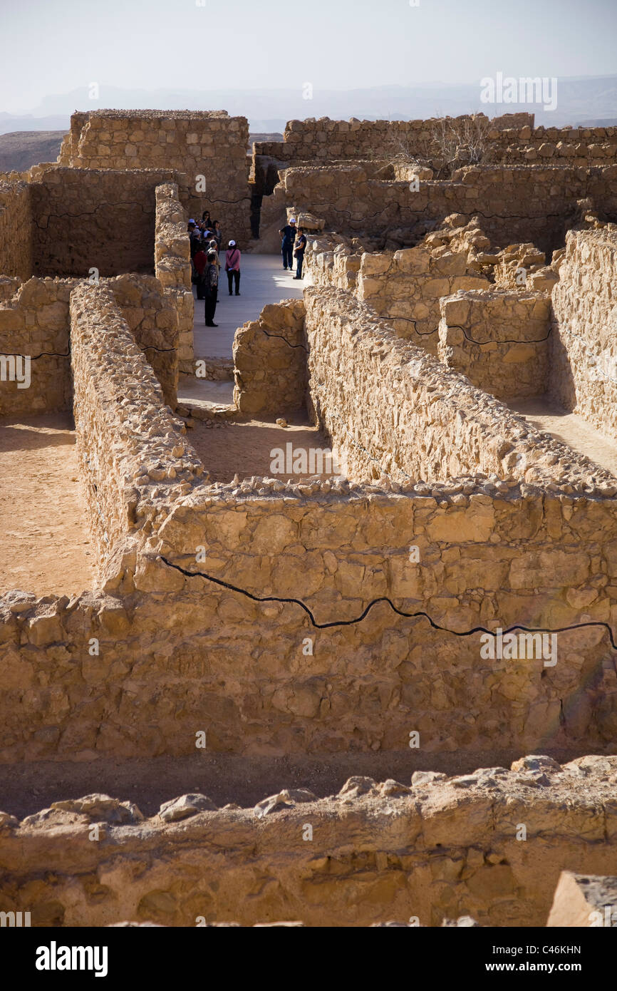 Fotografieren von den Ruinen der archäologische Stätte von Masada in der Judäischen Wüste Stockfoto