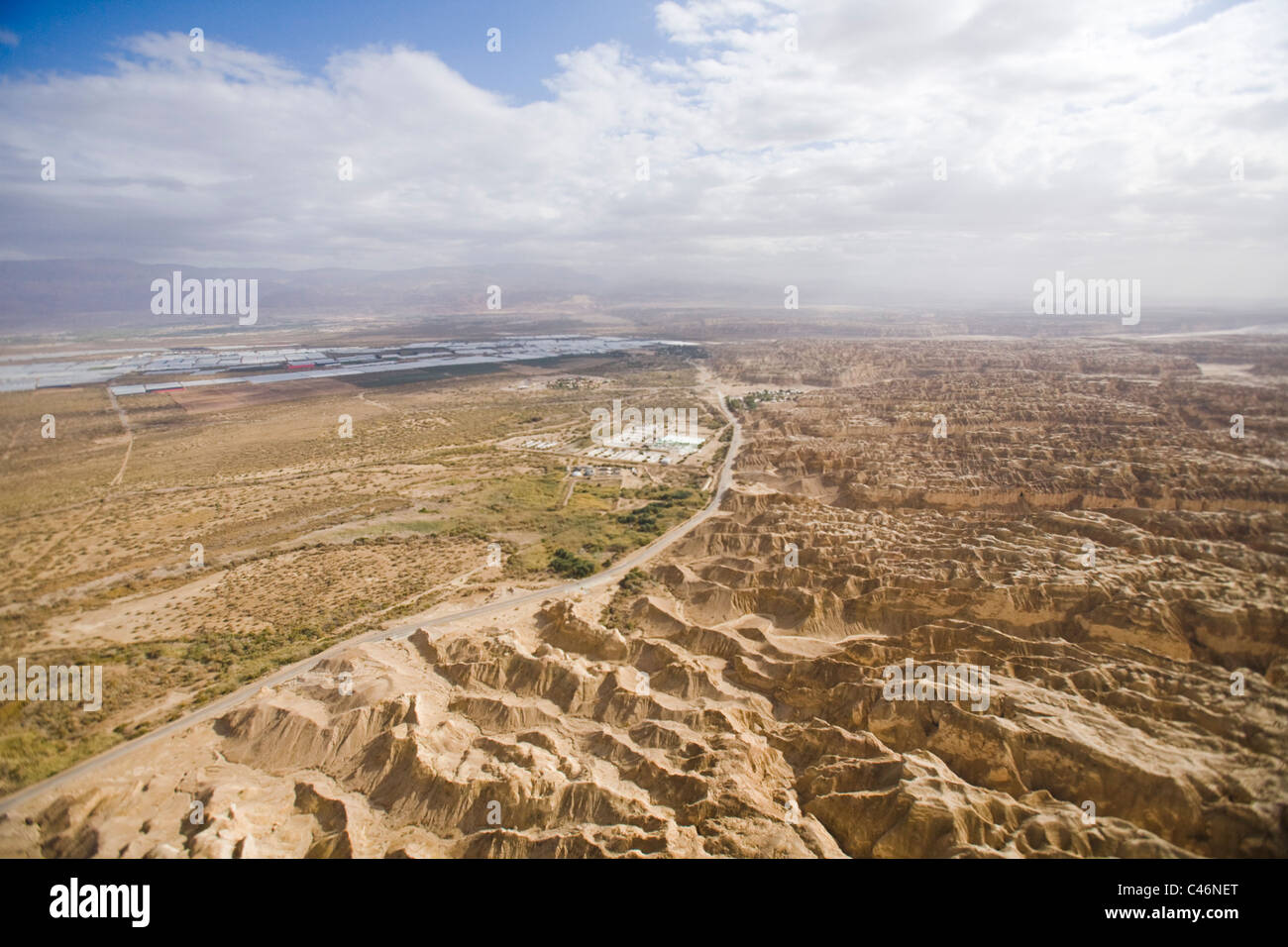 Luftaufnahme des südlichen Becken des Toten Meeres Stockfoto