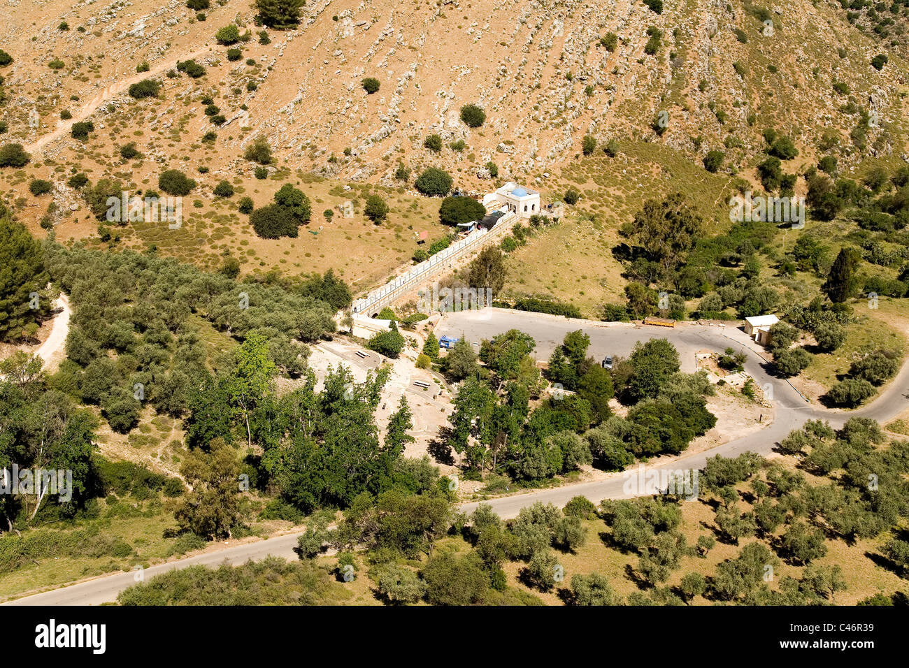 Luftbild der Gräber der gerechten in Mount Miron im oberen Galiläa Stockfoto